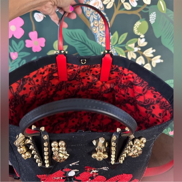CHRISTIAN LOUBOUTIN♥️🖤💃Flamencaba Tote in Embroidered Toile PRISTINE CONDITION - Picture 6 of 15